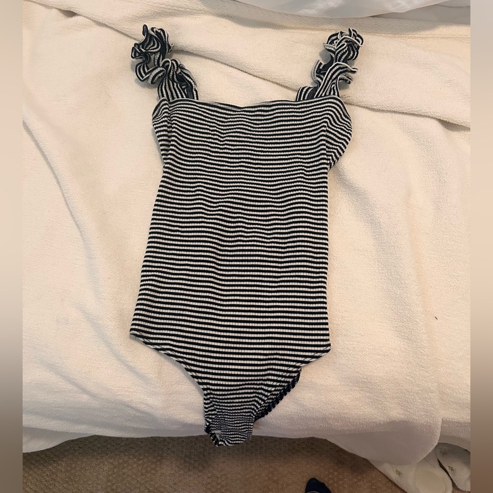 Reformation striped body suit